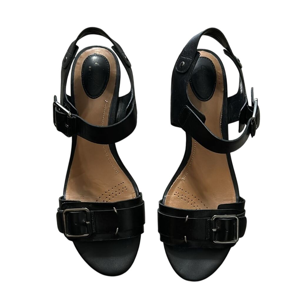 Clarks Black Leather Block Heels - Picture 2 of 9
